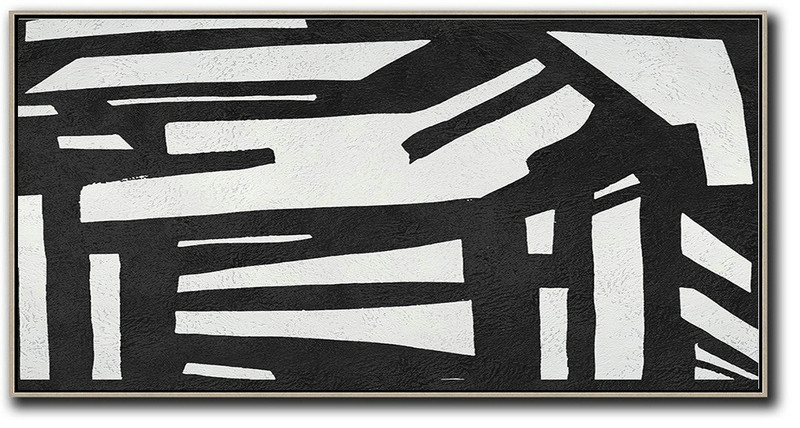 Modern Abstract Wall Art,Oversized Panoramic Minimal Art On Canvas - Hand Painted Acrylic Painting